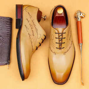 Chaussures Oxford habillées pour hommes en cuir véritable, fabriquées à la main, de qualité supérieure, à trois empiècements, style Goodyear, pour affaires et occasions décontractées, à lacets - Product Image 3