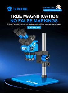 <span class=keywords><strong>Microscope</strong></span> stéréoscopique trinoculaire SUNSHINE M9T - B11, <span class=keywords><strong>zoom</strong></span> 6-45X, interface 0.5CTV, grand plan de travail pour outils de réparation de téléphones - Product Image 3