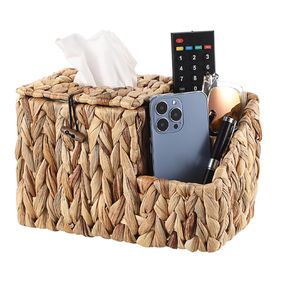 Caja de pañuelos cuadrada de ratán ecológica Ecoka con compartimento de almacenamiento integrado, diseño multifuncional para decoración del hogar, venta al por mayor en Vietnam - Product Image 1