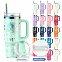 Gobelet isotherme de voyage de 40 oz avec poignée, motif personnalisé gravé au laser, plaqué ionique, entièrement enveloppé