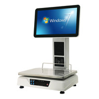 Système de point de vente (PDV) avec écran tactile capacitif de 15 pouces, capacité de 15 kg, balance intégrée, caisse enregistreuse PC, balance PDV avec Windows 10 intégré, imprimante 58 mm