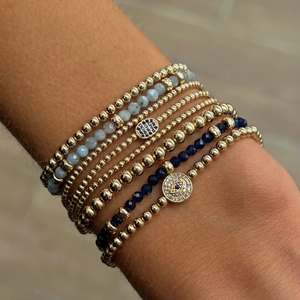 Wholesale Stack Gold <strong>Bead</strong> <strong>Bracelet</strong> Set Handmade Vintage Stretch <strong>Bracelet</strong> for Women Non Tarnish Stainless Steel Beaded <strong>Bracelet</strong> - Product Image 3