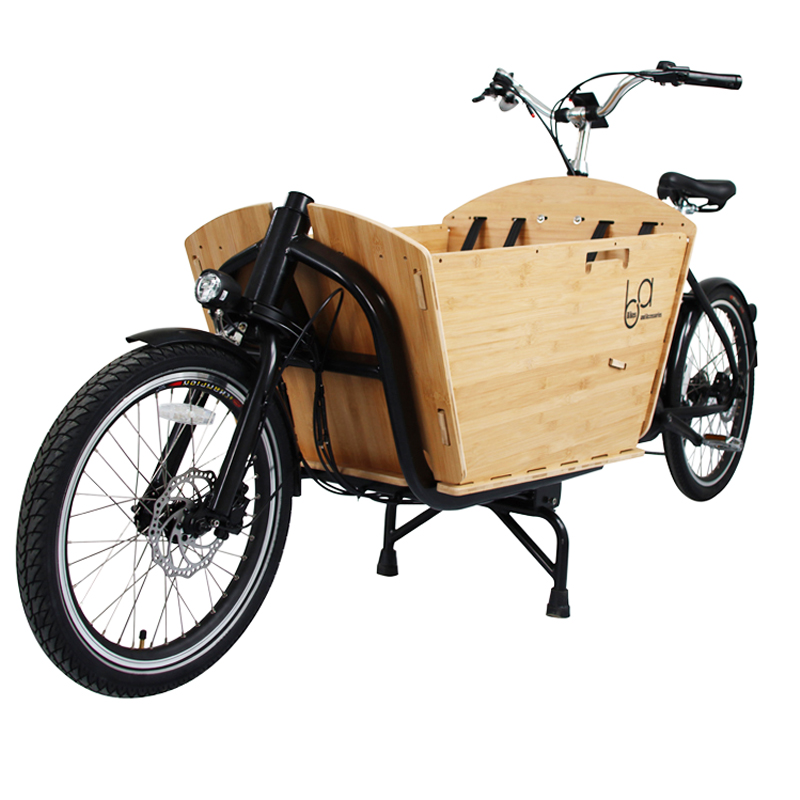 350W Elektrisches Cargo-Bike mit Bambus-Box, 180 kg Nutzlast