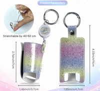 Porte-clés support de flacon de spray pailleté, étui de protection en cuir PU pour désinfectant pour les mains, pochette à clipser pour sac à dos