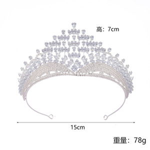Diadème de mariée de luxe en argent massif, grande couronne de mariage élégante avec strass, coiffe baroque pour concours de beauté, pour femmes, mariées, Quinceañera, <span class=keywords><strong>bal</strong></span> de promo - Product Image 6