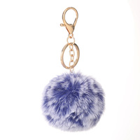 Porte-clés pompon en fausse fourrure de lapin, pompon multicolore, 8cm, vente en gros, 2020