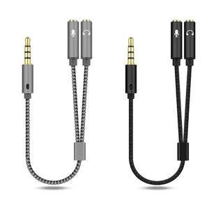 Kabel Adaptor Pembagi Audio Stereo Mic Headphone AUX Bentuk Y 3.5mm Berlapis Emas 1 Jantan ke 2 Betina - Product Image 1