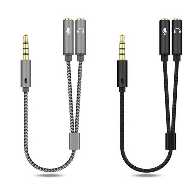 Y Shape 3.5mm Gold-Plated 1-to-2 AUX Stereo Audio Mic Headphone Splitter 1 Male to 2 Female Adapter Cable