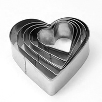 5Pcs Hartvormige Rvs Cookie Cutter Gebak Biscuit Cutter