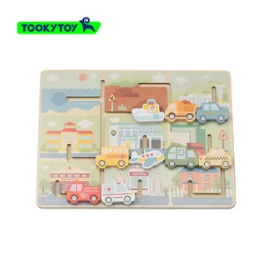 Montessori Puzzle Children's Logic Thinking Focus Puzzle Maze City Transportation Find Position Maze Track Early Education Toys