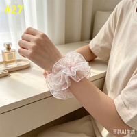 Chouchous en mousseline florale pour femmes, imprimés vintage, en organza transparent, accessoire élastique pour cheveux