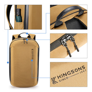 Kingsons Laptop <b>Backpack</b> 20-35L Lightweight Unisex Everyday Use Solid Color Khaki <b>Black</b> - Product Image 4