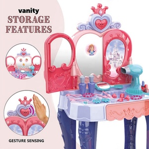 Ensemble de maquillage de jeu d'imitation pour enfants, coffret de beauté avec table de maquillage, jouets pour filles, cadeaux d'anniversaire, coiffeuse à induction - Product Image 3