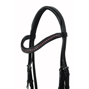 Genuine Leather Padded Horse Bridle with Reins <b>Swarovski</b> Elements Premium Buffalo Leather Show Bridle OEM Wholesale - Product Image 3