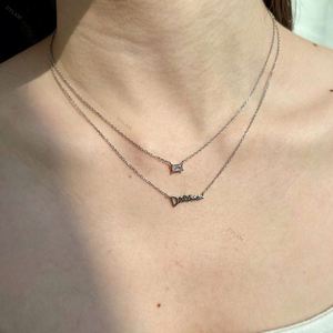 Collier double couche en argent sterling 925 plaqué or 18 carats Dylam, collier de rêve avec sertissage diamant en argent sterling - Product Image 3