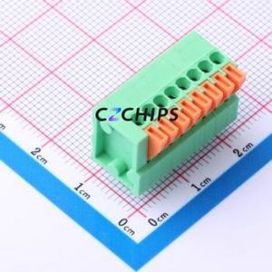 DB141V-2.54-8P-GN Spring Terminal Block Through hole Component (THT),P=2.54mm Connector 1x8P 2.54mm Green 8P - Product Image 1