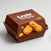 Boîte à hamburger personnalisée en papier kraft écologique Lezhi, boîte à emporter pour poulet frit, frites à emporter, emballage pour restauration rapide