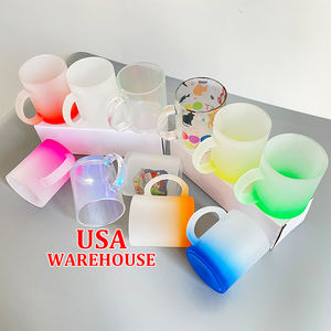 Tasses en verre givré 11oz, brillantes, arc-en-ciel, dégradé de couleur, paillettes, application de Sublimation, livraison <span class=keywords><strong>gratuite</strong></span>, entrepôts américaines - Product Image 2