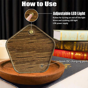 Lampe de nuit créative en bois 3D, forme pentagone, interrupteur tactile, lumière chaude, lumière douce, protection <span class=keywords><strong>des</strong></span> yeux, décoration à motifs exquis - Product Image 5