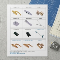 Ensemble complet d'accessoires de quincaillerie pour fenêtre à battant en aluminium à ouverture intérieure