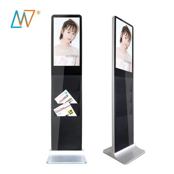 21.5" vertical TV digital signage display brochure kiosk stands floor lcd advertising screen for malls