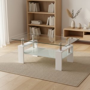 Tavolino moderno nordico piano in vetro temperato trasparente Design contemporaneo per soggiorno Coffeehouse - Product Image 2