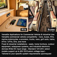 Chargeur de voiture réversible 12/24 V à charge rapide avec 4 ports double charge rapide 3.0 Type C PD3.0 USB et interrupteur tactile