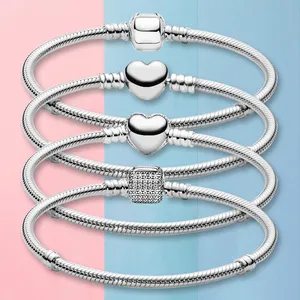 Fabriek Groothandel Zilveren Armband Met Zilveren Gesp Vrouwen Armband S925 Momenten Armband Fit Voor Pandora Bareclet