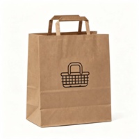 Vente directe usine – Sacs en papier kraft recyclables durables de 100 grammes avec poignée torsadée plate, pour supermarché, épicerie, fruits, pâtisserie, qualité alimentaire