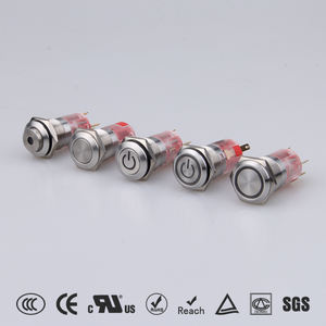 Кольцевой выключатель UL CE RoHS, 16 мм, с подсветкой, мгновенный переключатель, красный, зеленый, синий, 12 В, металлическая кнопка для панели управления - Product Image 6