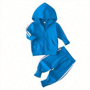 Vêtements pour enfants décontractés 100% coton, ensemble de survêtement 2 pièces, sweat-shirt à fermeture éclair, pantalon de survêtement, jogging pour garçons et filles - Product Image 4