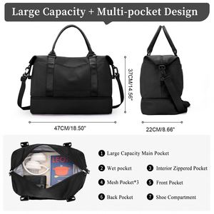 Bolsa de Viaje Multifuncional Resistente con Gran Capacidad, Bolsa de Aseo con Compartimentos Organizados, Ideal como Equipaje de Mano para Mujeres - Product Image 4