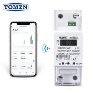 Tomzn medidor de energia bidirecional wifi, medidor de energia tomzn 1p + n 65a tuya smart, monitor de consumo de energia kwh, medidor de watts smartlife