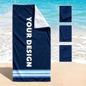 Serviette de plage en coton imprimé sur mesure en velours de luxe, douce pour la peau - Product Image 1