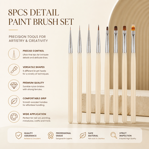 8Pcs Milk White Acrylic Handle Nail Brush Set Japanese Style Gradient Blending Line Drawing Gel Painting Tool for Nail Salon - Product Image 1