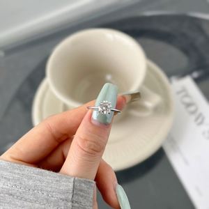 Dylam Classic Design Fine Fashion Jewelry Women S925 Silver Rhodium Plated <b>Circle</b> 7mm 5A Cubic Zirconia Wedding Promise <b>Rings</b> - Product Image 6