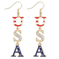 Boucles d'oreilles patriotiques à strass et diamants, motif drapeau américain, pour la Fête de l'Indépendance, le Memorial Day et le Jour des Vétérans, éléments festifs