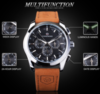 FORSINING Luxuriöse Automatische Mechanische Armbanduhr für Herren mit Wochenanzeige, Lederarmband und Glaszifferblatt