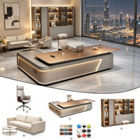 Ensemble de mobilier de bureau design moderne, bureau de direction et chaise, tables de bureau modulaires en bois en forme de L et ensemble de chaises