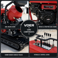 Malaxeur sur chenilles hydraulique VOER, moteur Briggs & Stratton 13,5 CV, haute capacité de charge, auto-déchargeant, pour la construction B2B