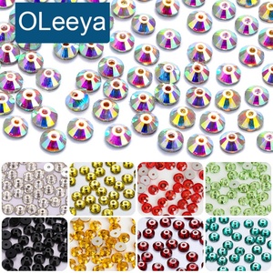 Cristales de Vidrio OLeeya para Coser, 4mm SS16, Cristal AB, 30 Colores, Orificio Mediano, Parte Posterior Plana, para Decoración de Vestidos - Product Image 1