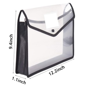 Tốt nhất bán Đen Snap Nút Đóng cửa hợp pháp kích thước mở rộng tài liệu thư mục Ví Phong Bì Pouch nhựa tập tin thư mục - Product Image 2