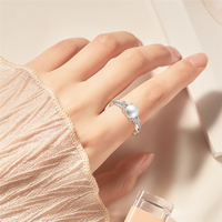 Bague personnalisée OEM de luxe simple avec charme en perle, bague tendance pour femme, bijoux coréens, bague en argent sterling 925