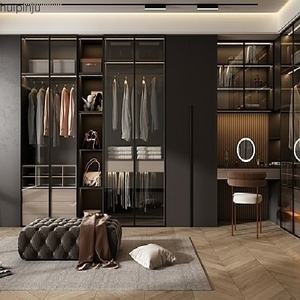 Armario Personalizado con Puertas de Vidrio con Tocador y Diseño Moderno, Armario Empotrado - Product Image 2