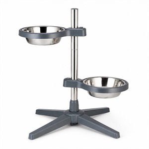 Raised Cat Bowl Height Adjustable Double <b>Feeder</b> Two Stainless Steel Bowls for Indoor Cats and Small Dogs with Non Slip Base - Product Image 4