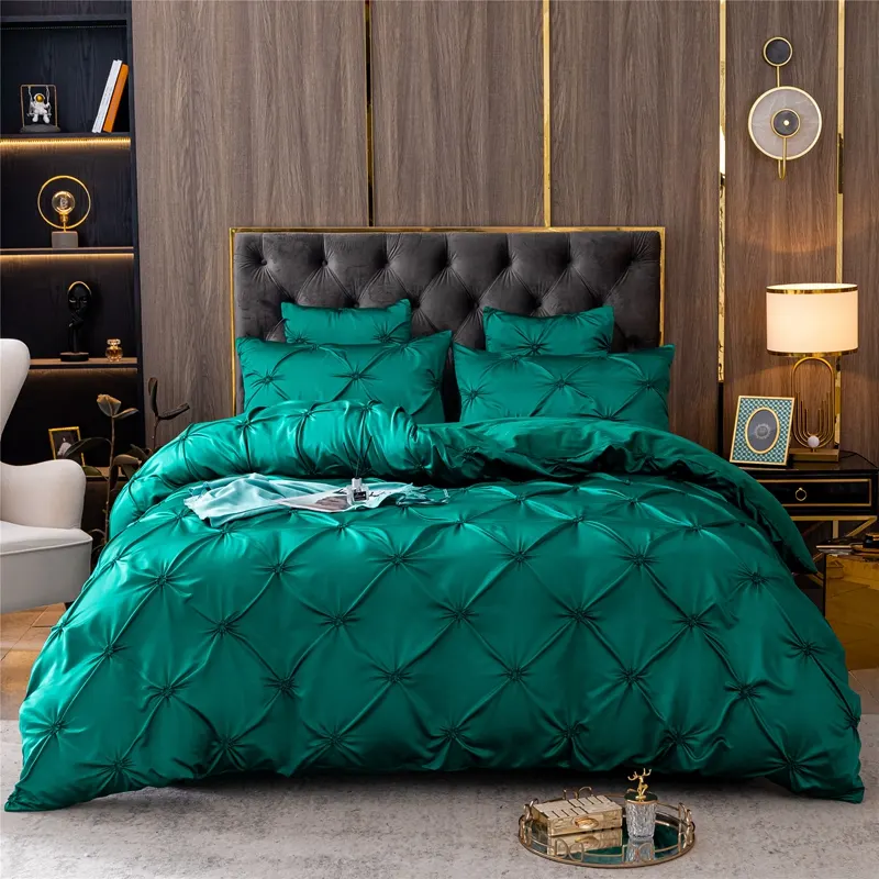 Luxury Twist Flower Design Satin Bedding Set Cotton Duvet Cover BedSheet Set King Queen Bedding Sets Bed Cover Bed Linen