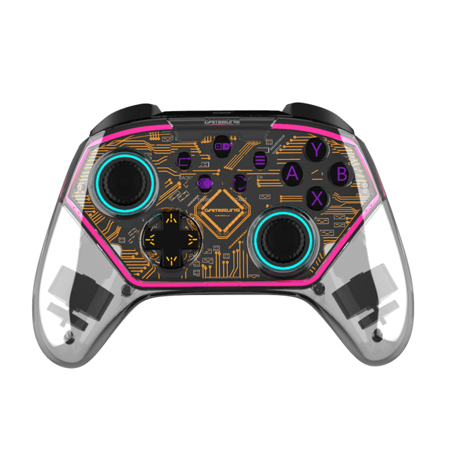 GAMINJA Gaming Joystik Controller Wireless BT 2.4GHz Gamepad for Switch/PC/Phone Featuring Vibration Motor with RGB Light