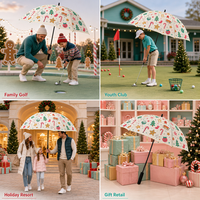Kerst gingerbread golfparaplu op maat bedrukt, winddicht, grote kap, EVA handvat, feestelijk familie-evenement cadeau