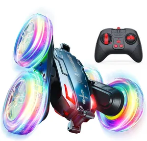 Kids Radio Control Flash Light Wheel Cars Toys 2.4G Remote Control Swing Arm Stunt Vehicle Toy RC Stunt Cars Toys