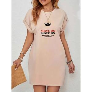 Vestito da donna MOVE MOVE STORY LIVE con stampa grafica, casual sportivo, girocollo, maniche corte, monopezzo, con elastico frontale in vita - Product Image 2